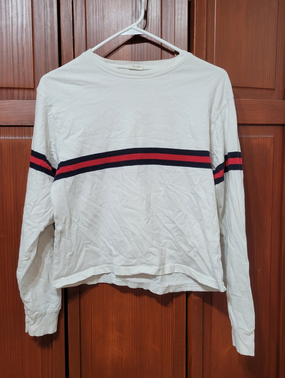 Brandy Melville John Galt White Striped Casual Everydat T Shirt 100% Cotton | S
